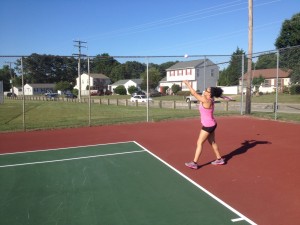 Kiki playing tennis